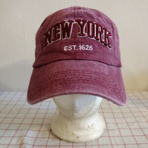 New York Embroidered Maroon Cap